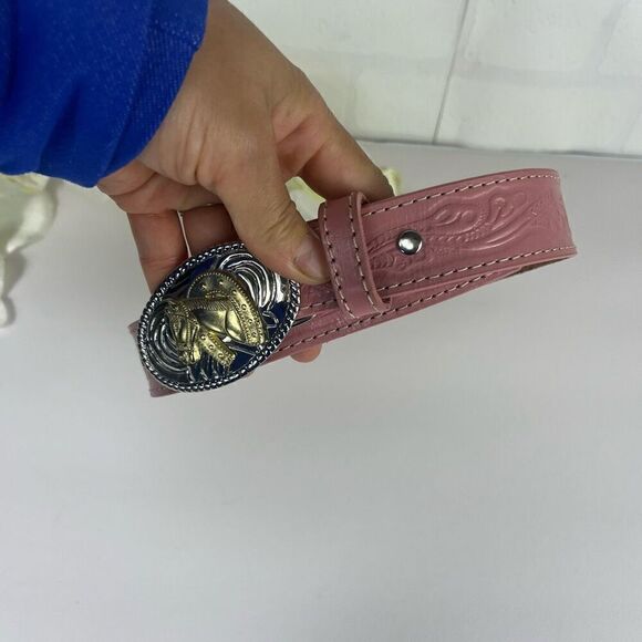 Nocona Baby Girl Leather Belt Pink size newborn to 2 years see measurement - Picture 2 of 12